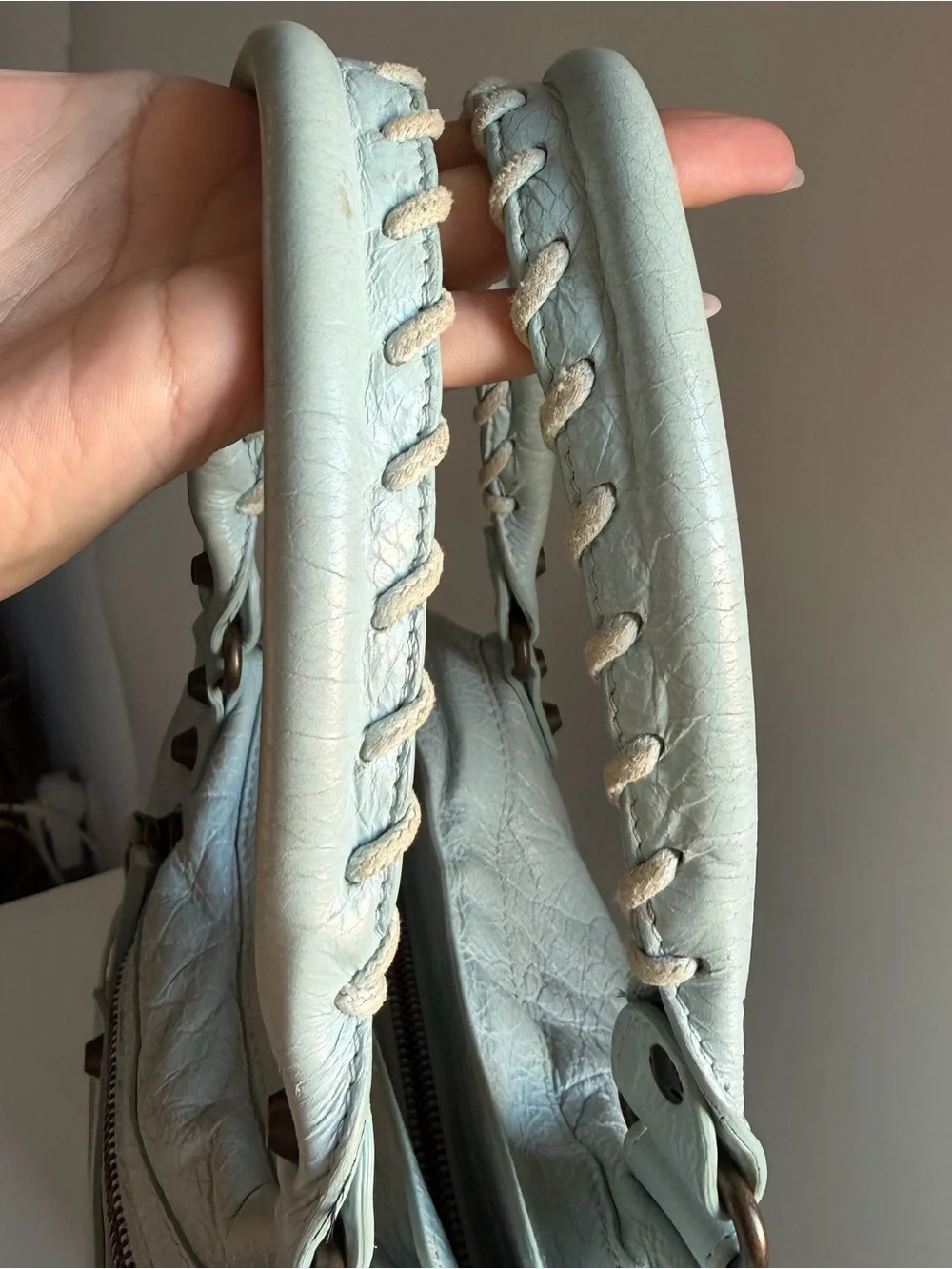 Authentic Balenciaga town bag in icy blue color - Picture 5 of 11